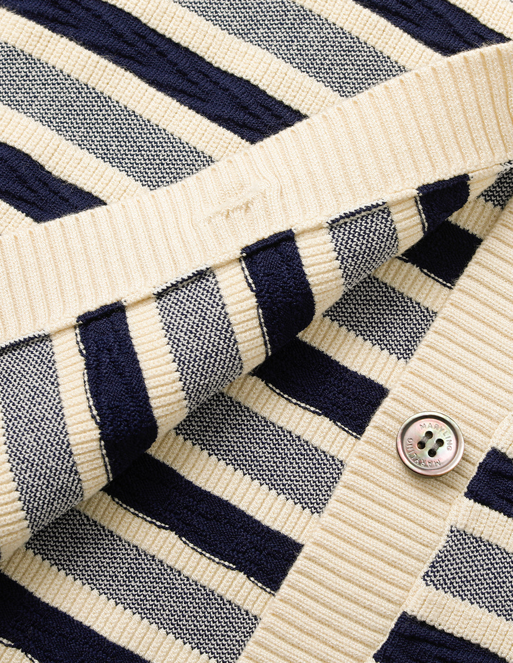 MARYLING Round Neck Long Sleeve Striped Mutil-Pockets Cardigan