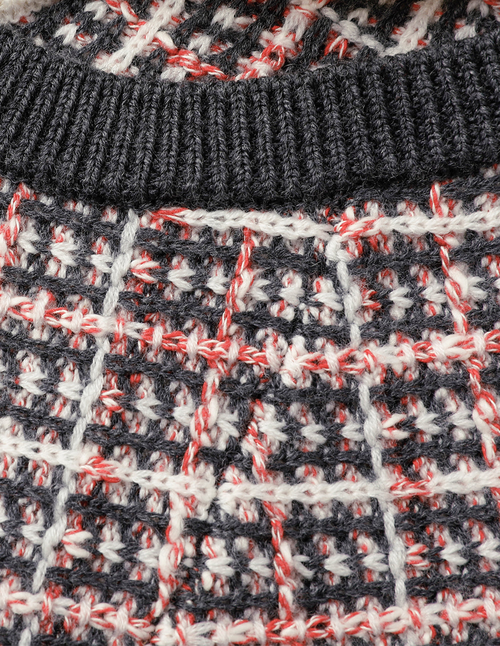 MARYLING Red And Black Hooded Knitted Plaid Shawl