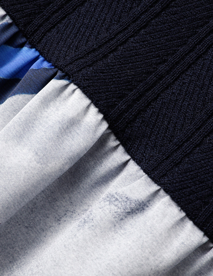 MARYLING Round Neck Knitted Pullover With Colorful Striped Print