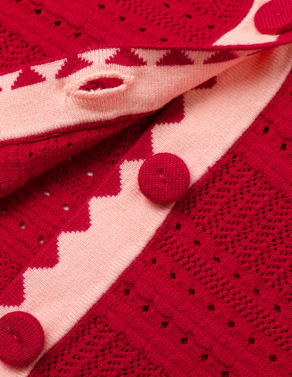 MARYLING Colour Block V-Neck Knitted Cardigan