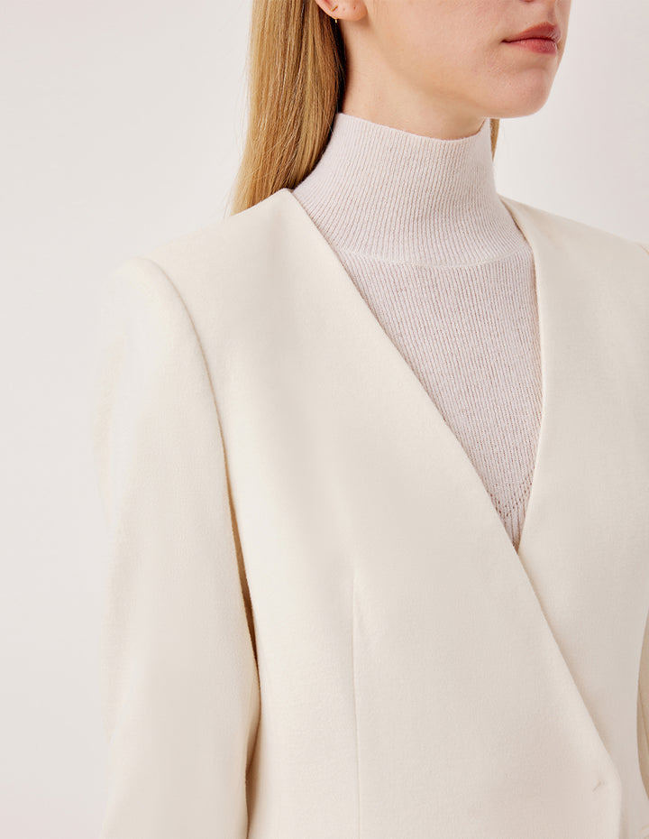 MARYLING V-Neck One-Button Long Sleeve Wool Blazer