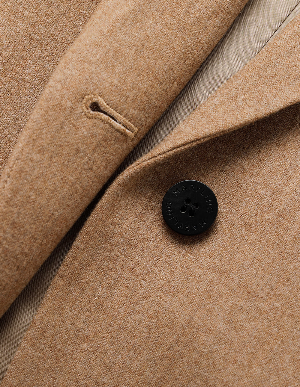 MARYLING Camel Wool Single-Breasted Midi Blazer