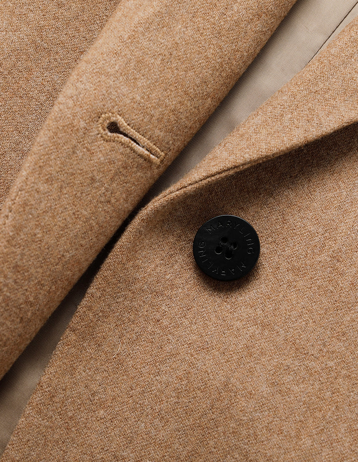 MARYLING Camel Wool Single-Breasted Midi Blazer