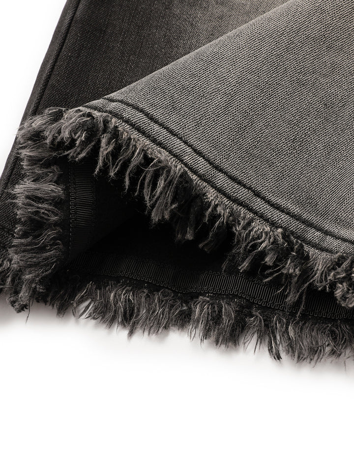 MARYLING Wide-Leg Ankle-Washed Straight Denim Pants