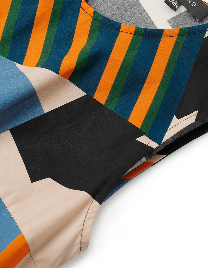 MARYLING Cotton Sleeveless Printed Dress