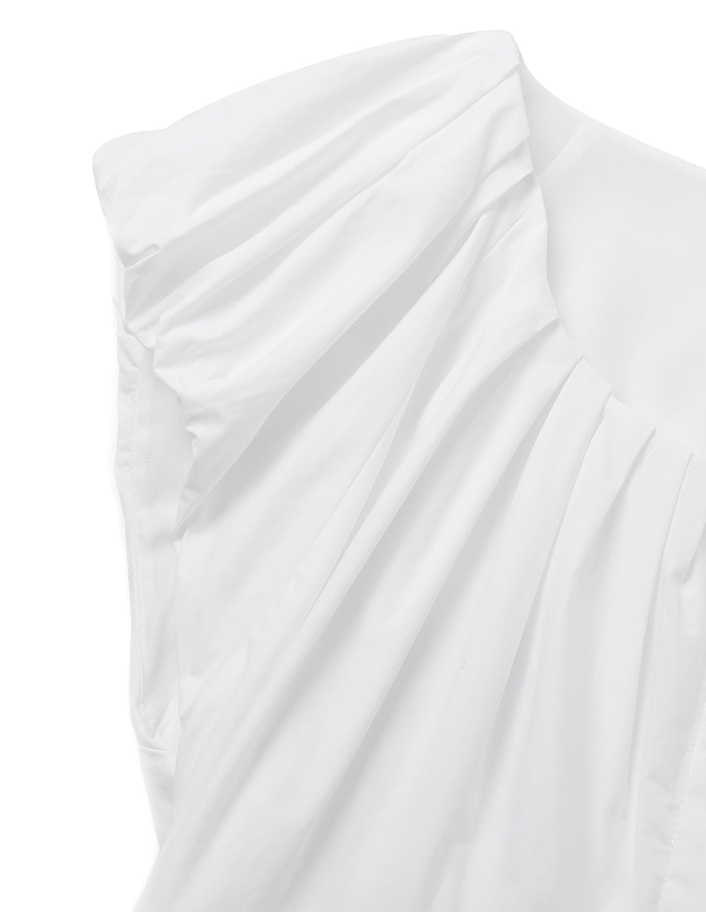 MARYLING Puff Sleeve Pleated Cotton Dress