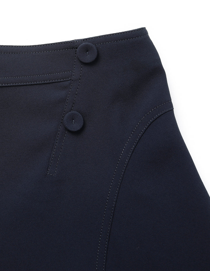 MARYLING Navy Blue Knee-Length Trumpet Skirt