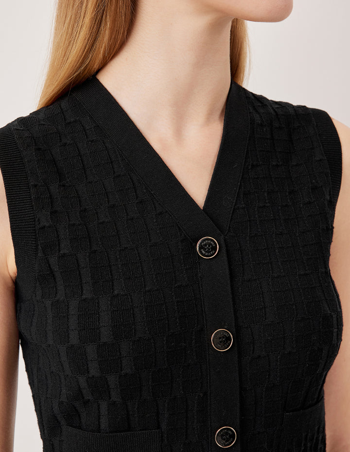 MARYLING Vintage Plaid V-Neck Sleeveless Knit Vest