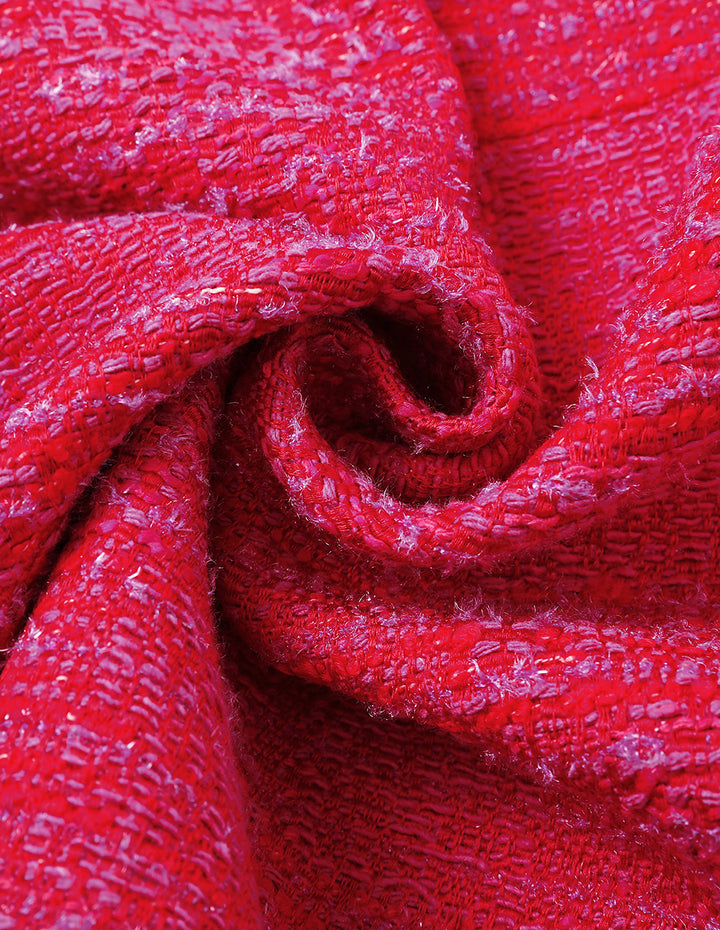 MARYLING Red Slit Tweed Hip-Hugging Skirt