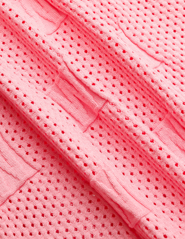 MARYLING Round Neck Half-Sleeve Mesh Knit Sweater Pullover