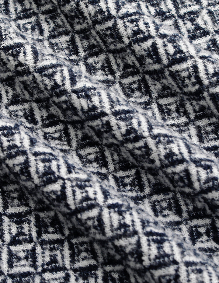 MARYLING Blue & White Trimmed Wool Knit Cardigan