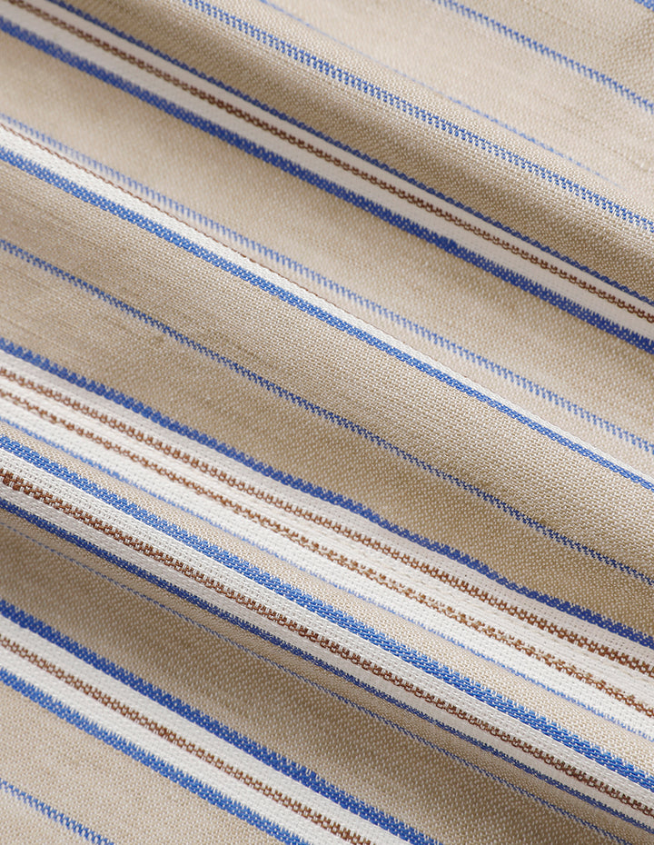 MARYLING Striped Collarless Mid-Length Sleeve Blazer