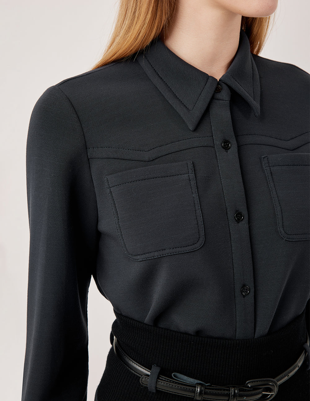 MARYLING Collar Long Sleeve Button-Up Blouse