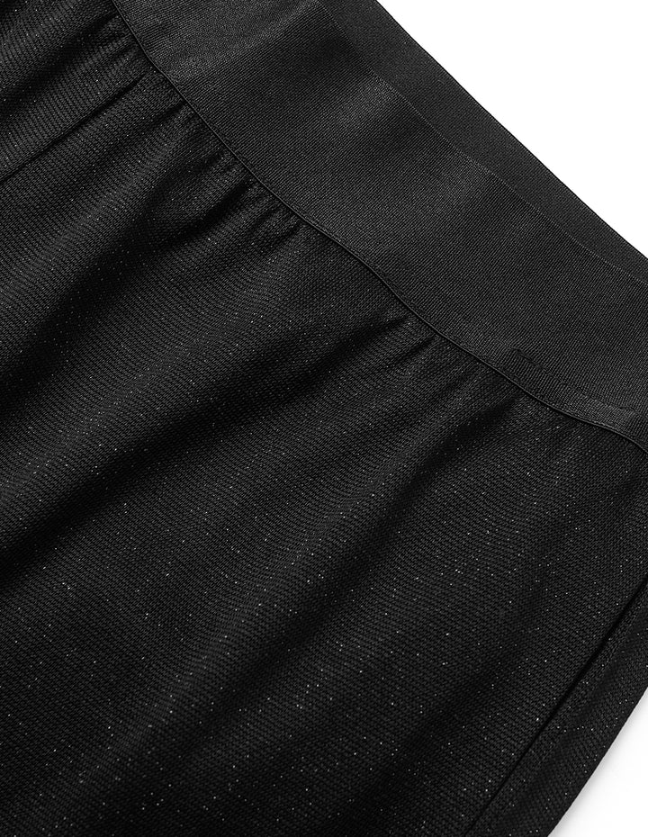 MARYLING Simple Black Mesh Straight-Leg Slim Pants