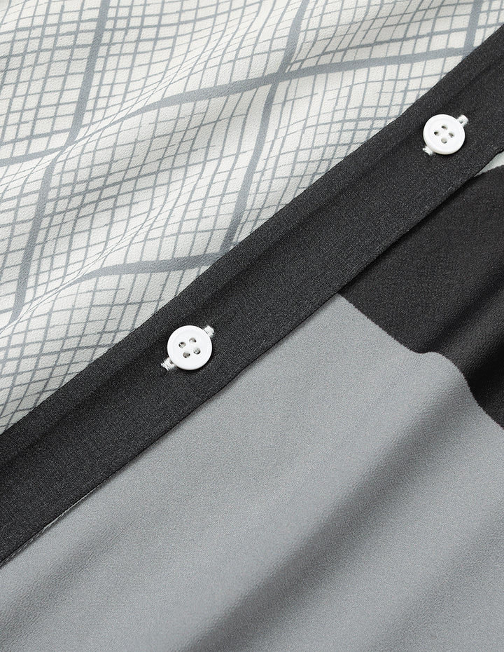 MARYLING Lapel sleeveless striped Print Midi Dress