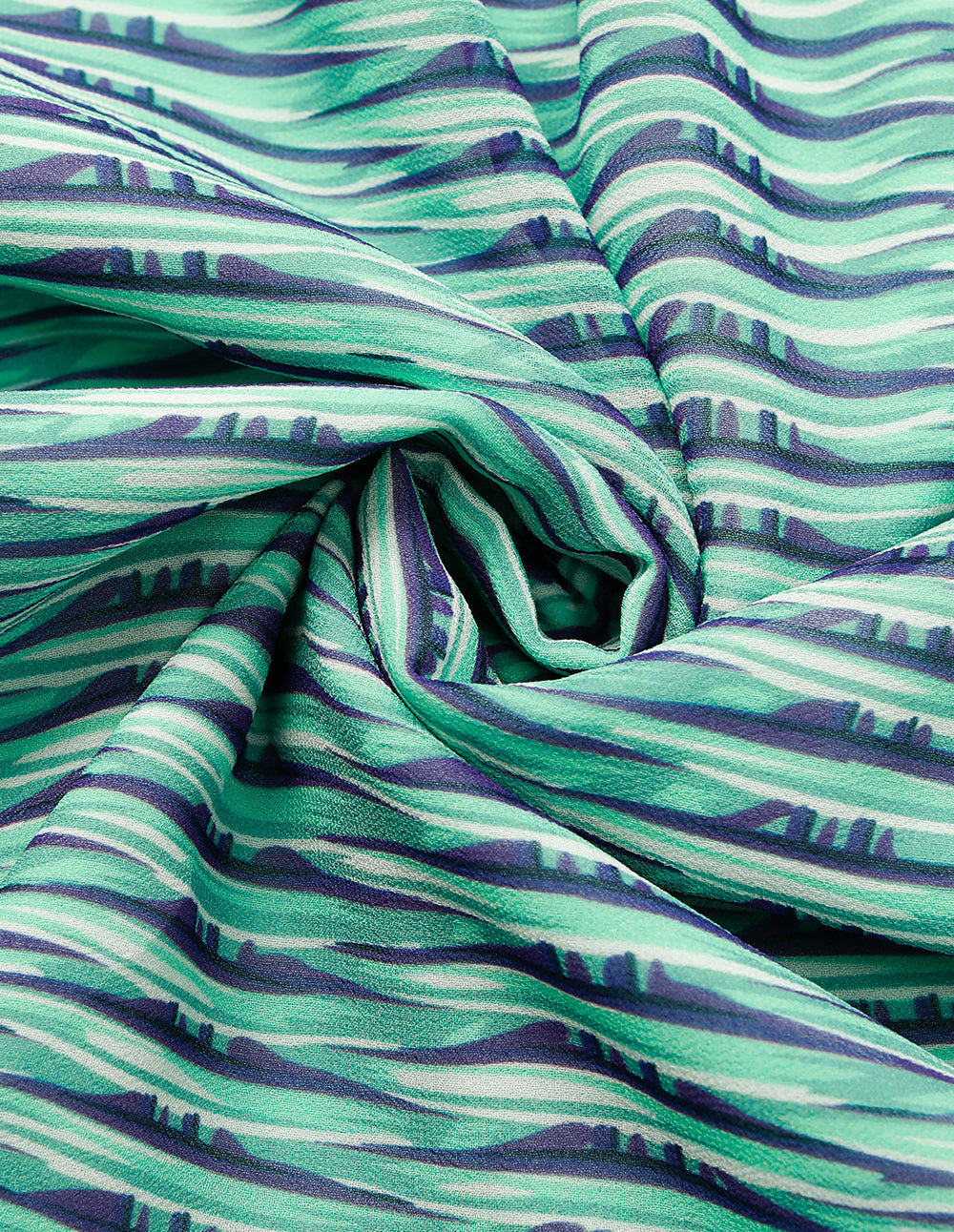 MARYLING Diamond Neck Cross Empire-Waist Striped-Print Flounce Midi Dress