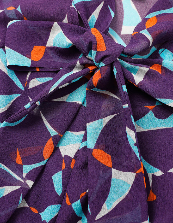 MARYLING Floral Half-Sleeves Midi Dress