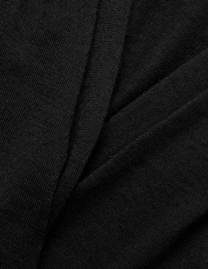 MARYLING Black V-Neck Hem Waisted Thin Knitted Pullover