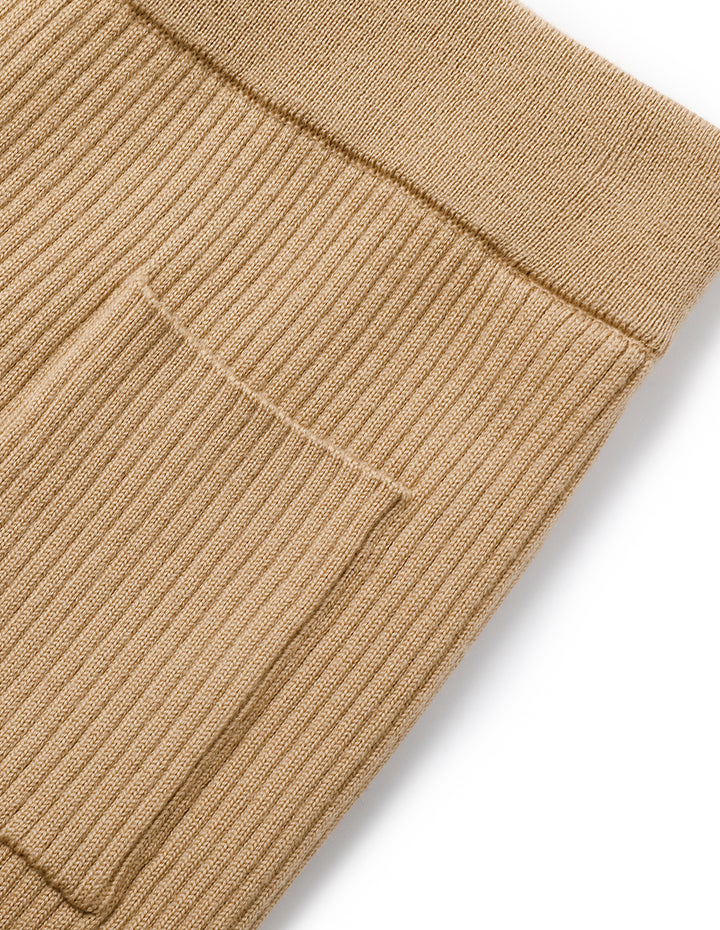 MARYLING Straight Wide-Leg Apricot Pocket Knitted Trousers