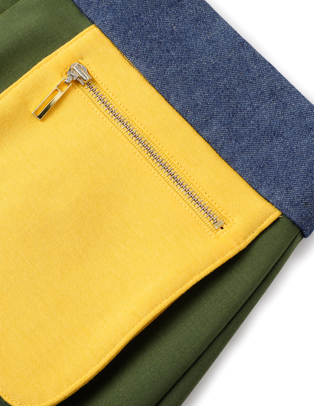 MARYLING Green Denim Patchwork Mini Skirt