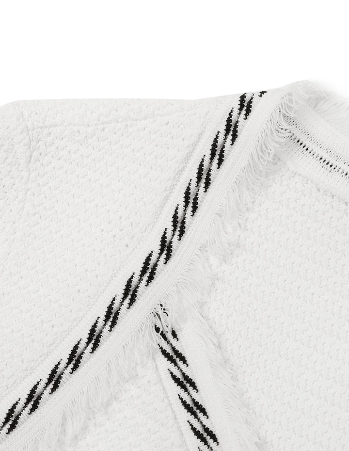 MARYLING V-Neck Contrast Tassel Detail Knitted Cardigan