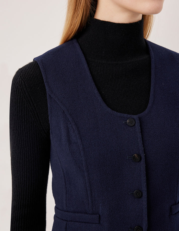 MARYLING U-Neck Sleeveless Merino Wool Silk Blend Vest