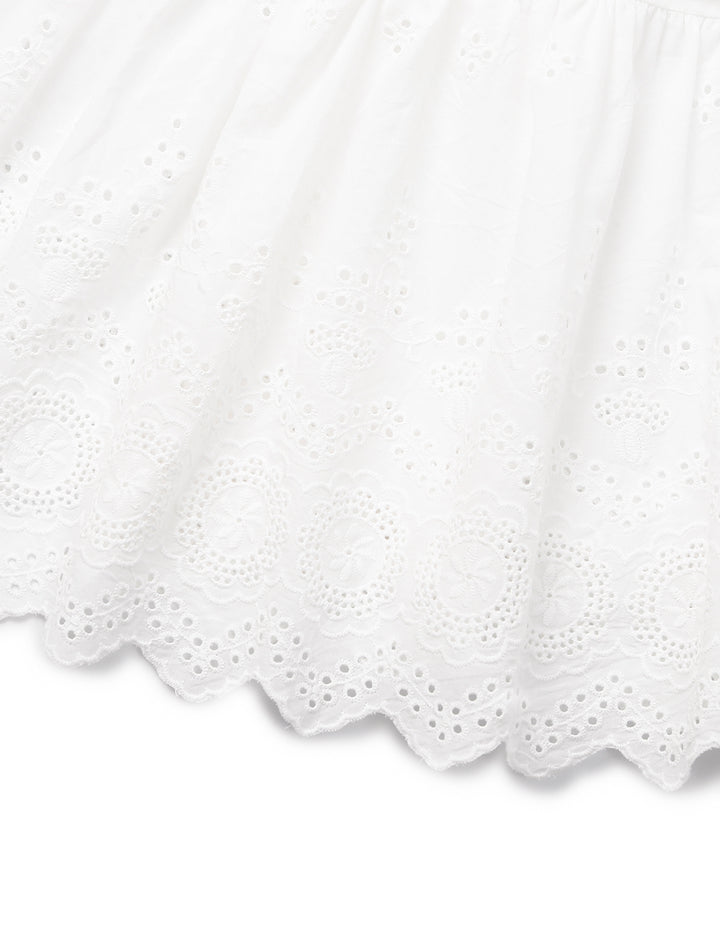 MARYLING V-Neck Short-Sleeve Lace Empire-Waist Flounce Midi Dress