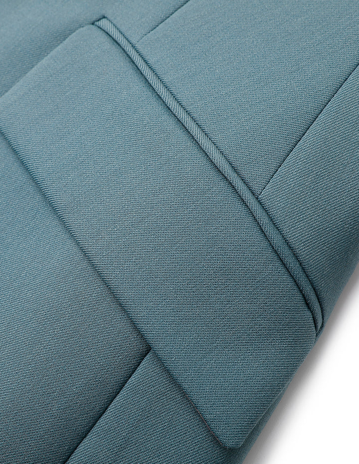 MARYLING Mist Blue Peaked Lapel Single-Breasted Waisted Blazer