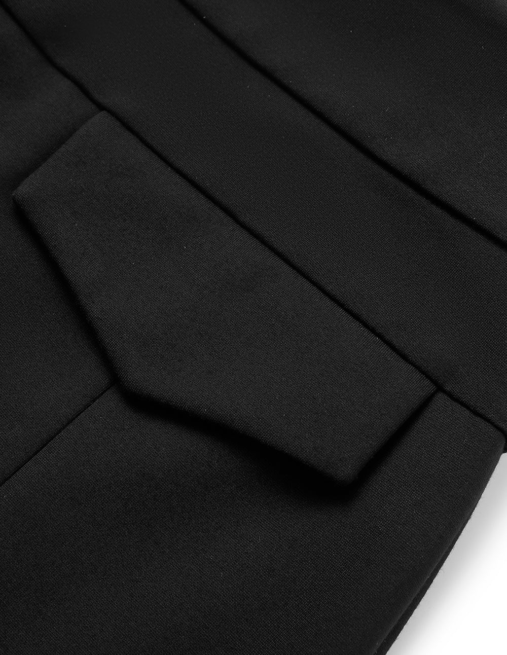 MARYLING Straight Split Knee-Length Black Skirt