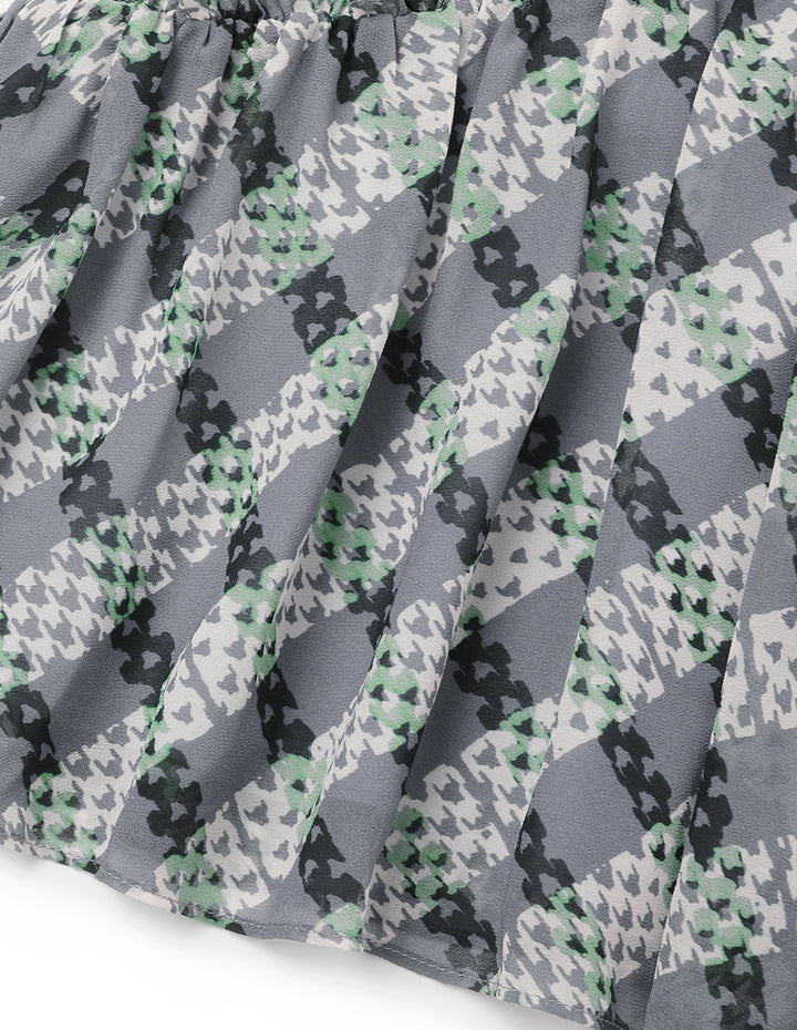 MARYLING Black And Grey Striped V-Neck Top