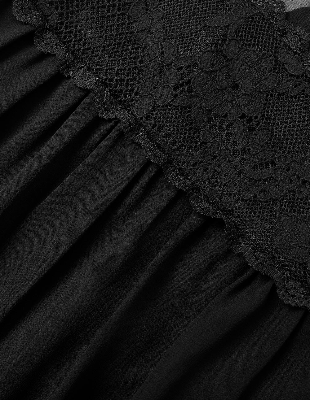 MARYLING Black Lace Paneled Silk Georgette Top