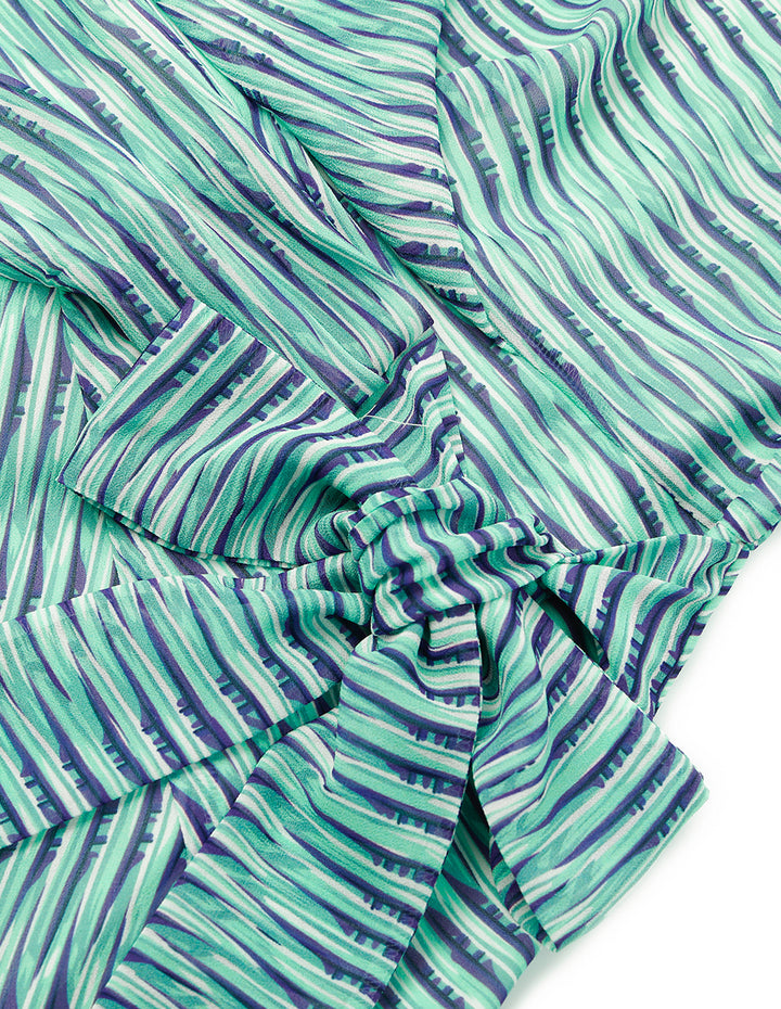 MARYLING V-Neck Sleeveless Rattan Printing Wrap Dress