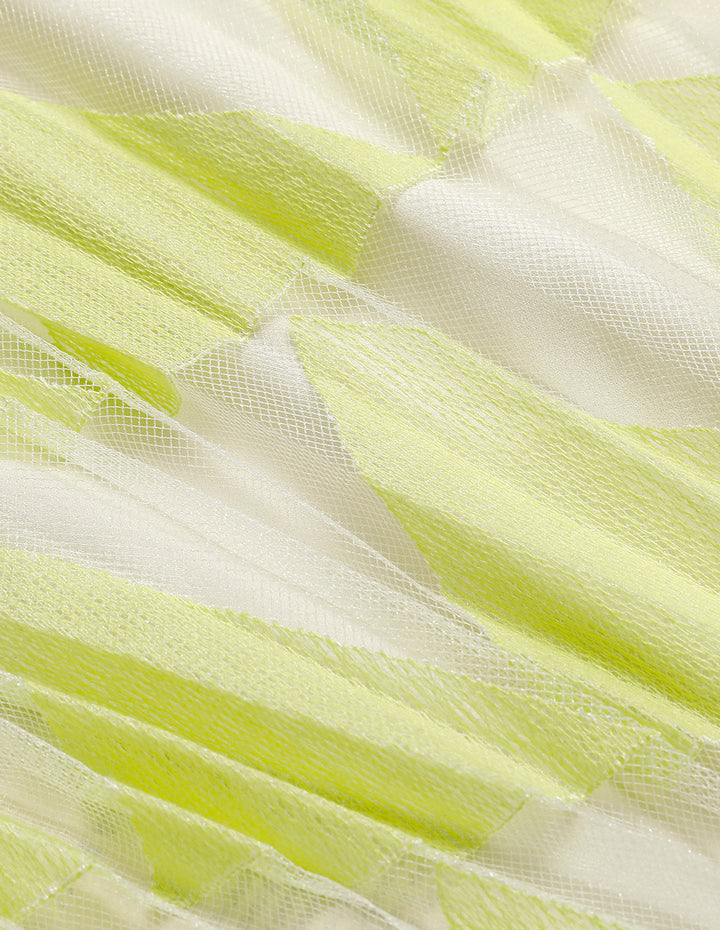 MARYLING Bright Yellow Lace Pleated Skirt