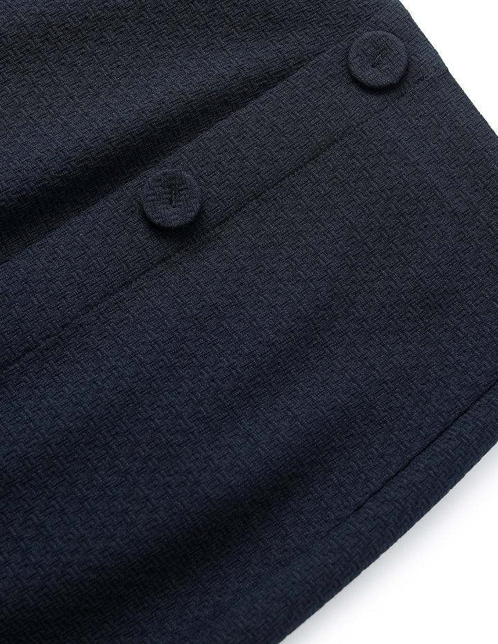 MARYLING Dark Blue Slit Knee-Length Skirt