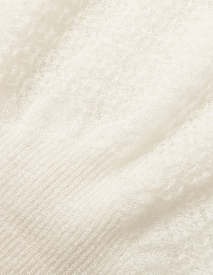 MARYLING Crew-Neck Hollow Long-Sleeve Mohair Knitted Pullover