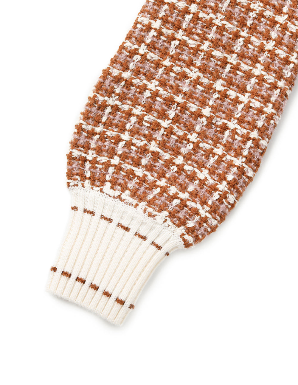 MARYLING Plaid Round Neck Long-Sleeved Cropped Knit Sweater