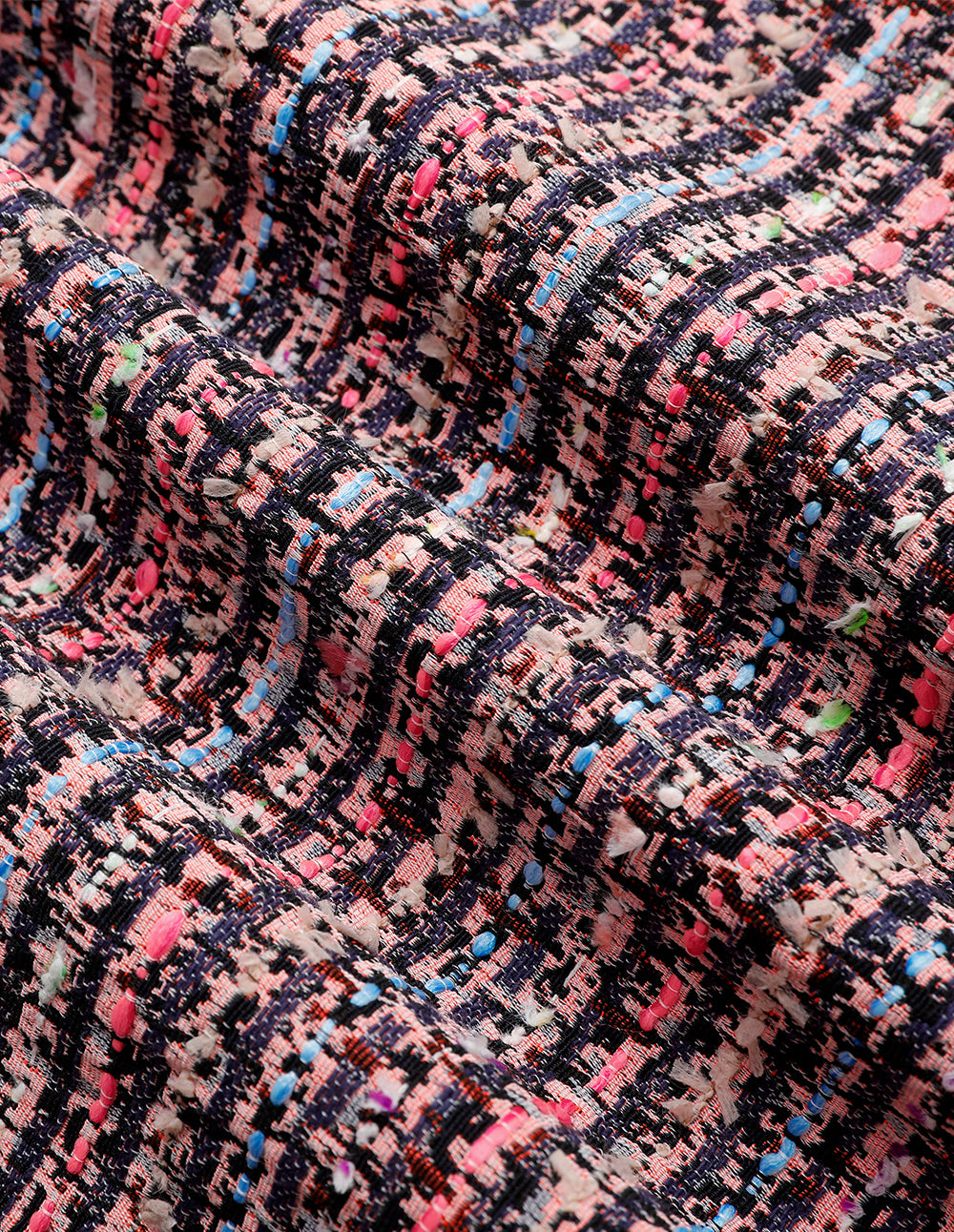 MARYLING Pink Striped Slit Tweed Skirt