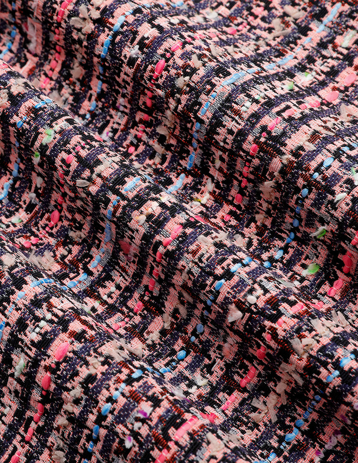 MARYLING Pink Striped Slit Tweed Skirt