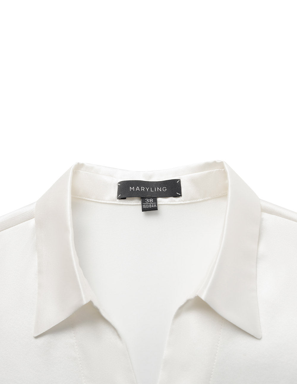 MARYLING Cream V-Neck Silk Long-sleeve Blouse