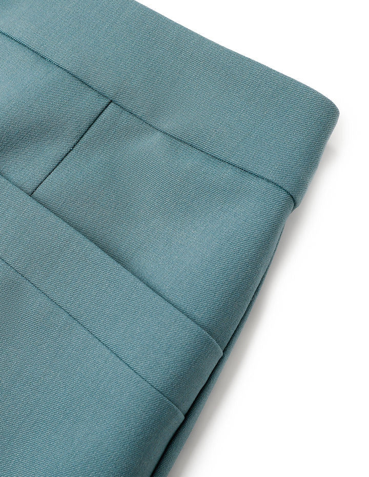 MARYLING Mist Blue Mid-Front Slit Knee-Length A-Line Skirt