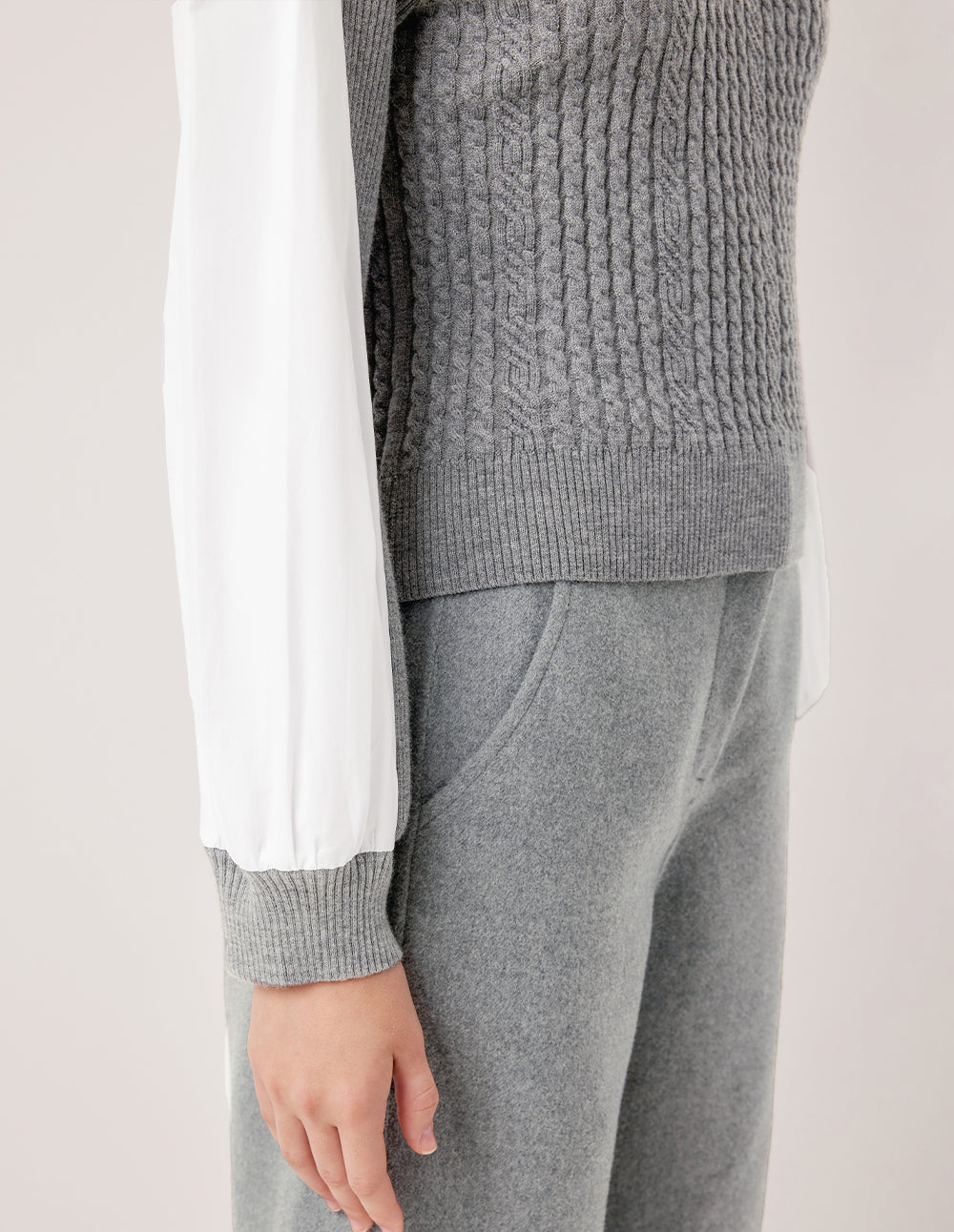 MARYLING Semi-High Neck Long Sleeve Knit Pullover Top