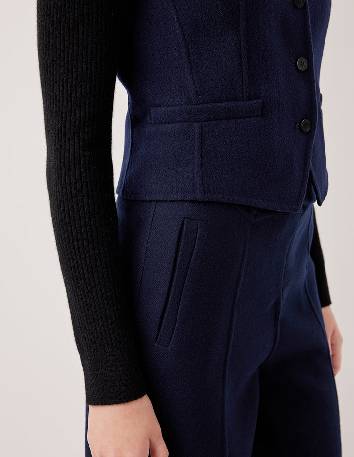 MARYLING U-Neck Sleeveless Merino Wool Silk Blend Vest