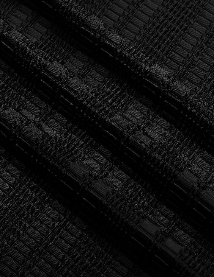 MARYLING Black Diagonal Texture Sheer Pleated Knit Knee-Length Skirt