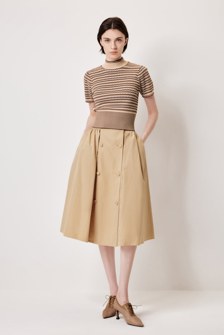 MARYLING Pink Apricot Thrush Printed Knit Tops