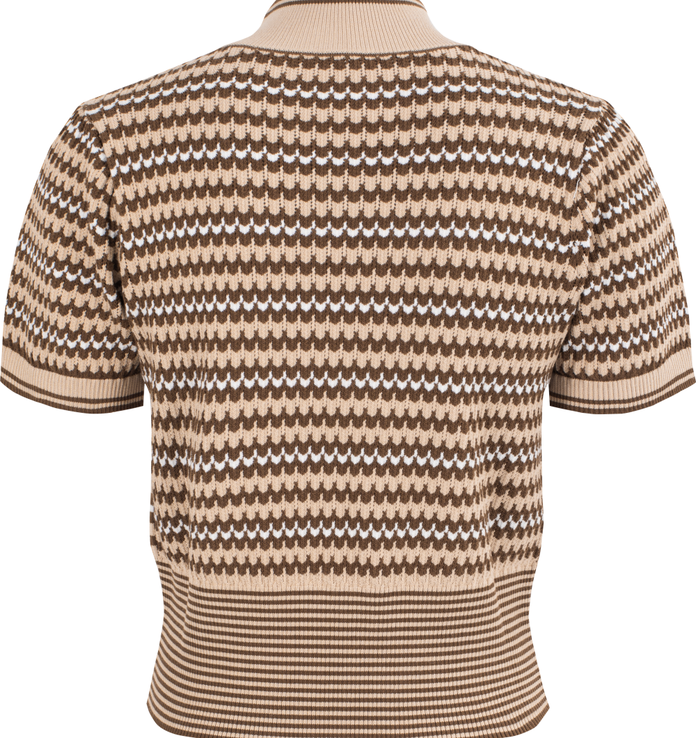 MARYLING Pink Apricot Thrush Printed Knit Tops