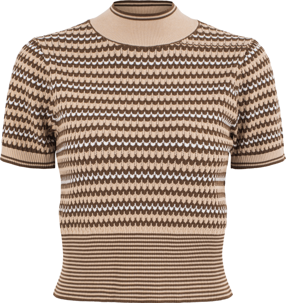 MARYLING Pink Apricot Thrush Printed Knit Tops