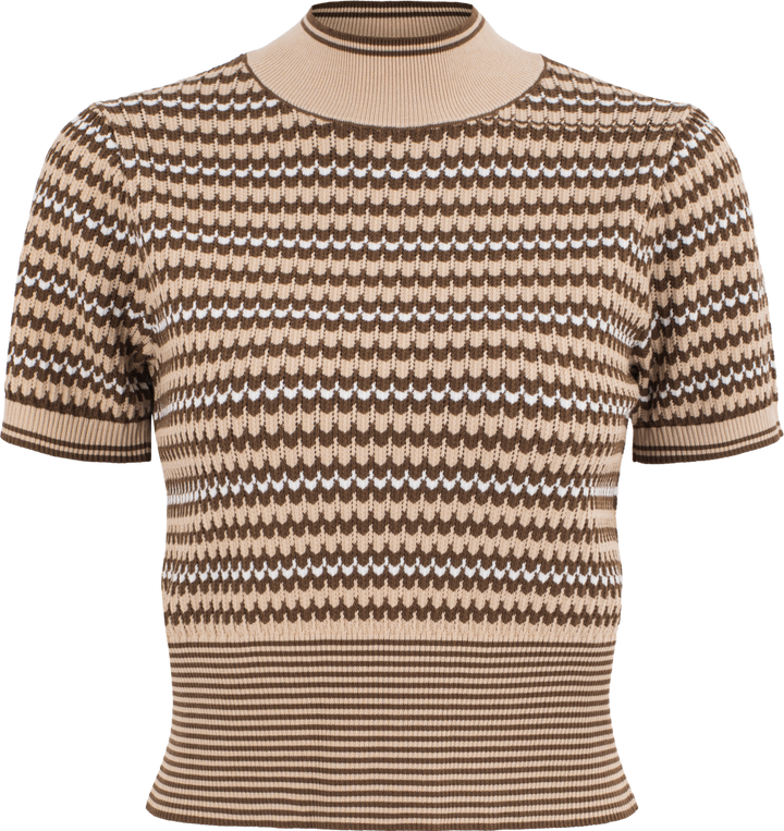 MARYLING Pink Apricot Thrush Printed Knit Tops