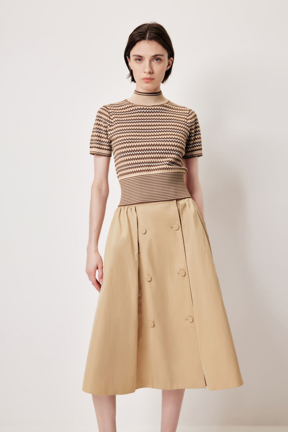 MARYLING Pink Apricot Thrush Printed Knit Tops