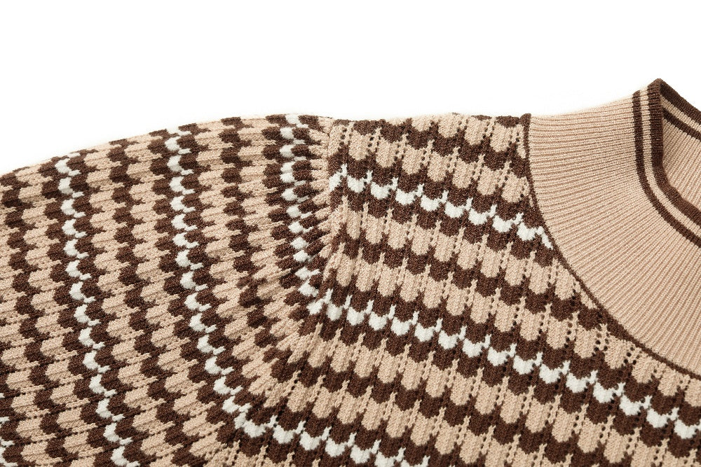 MARYLING Pink Apricot Thrush Printed Knit Tops