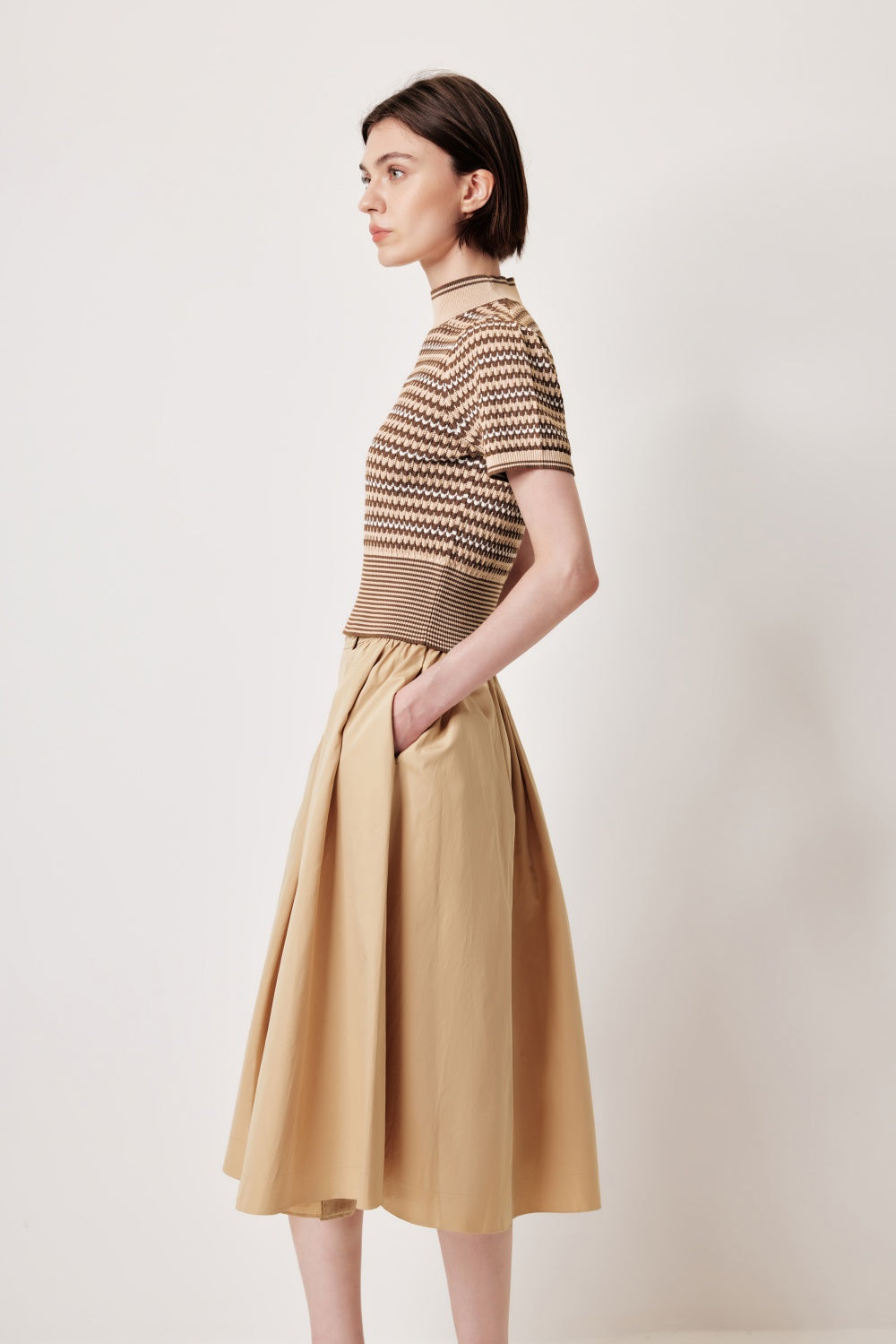 MARYLING Pink Apricot Thrush Printed Knit Tops